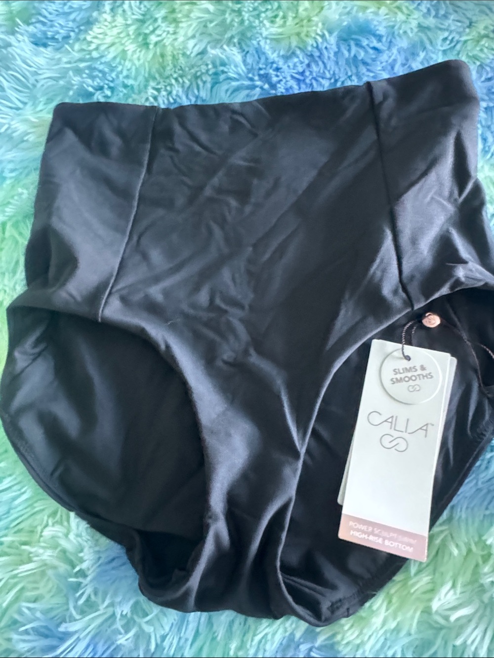 CALIA by Carrie Underwood High-Rise  Power Sculpt Black Bikini Bottoms